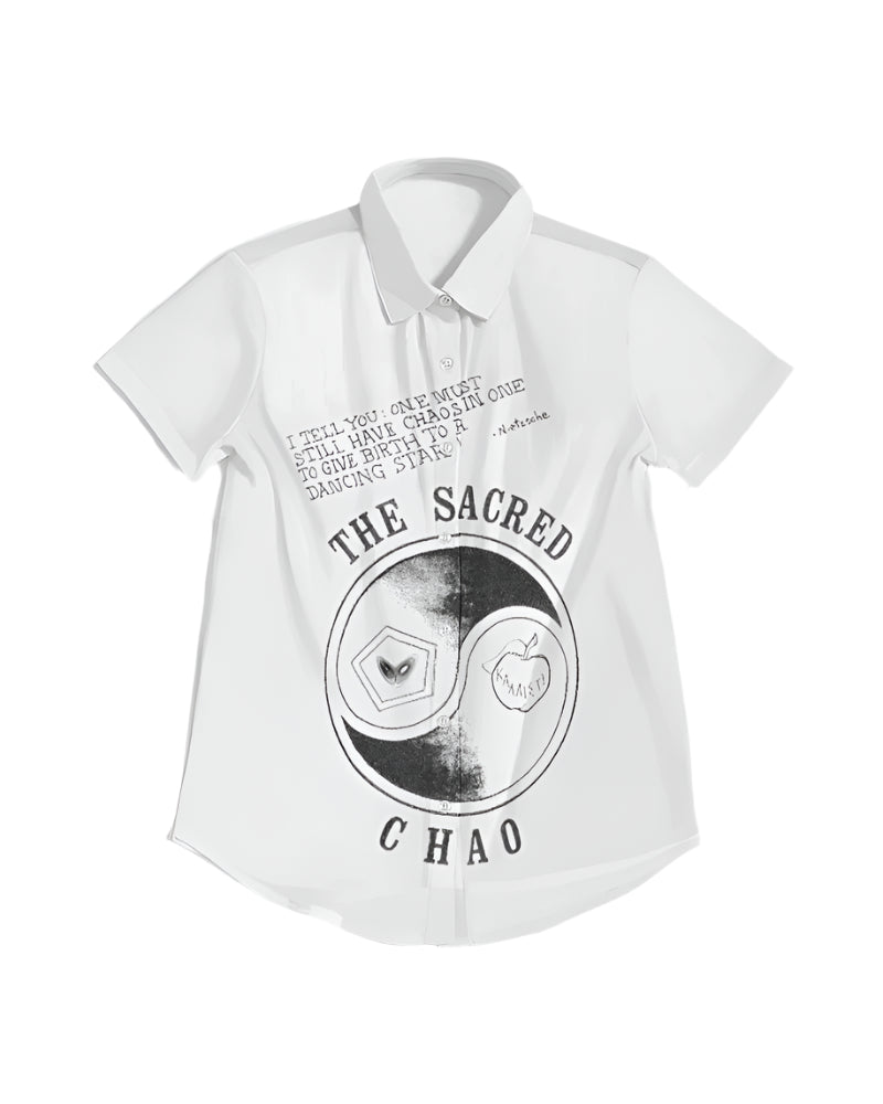 Sacred Chao Crop Short-Sleeve Button-Up