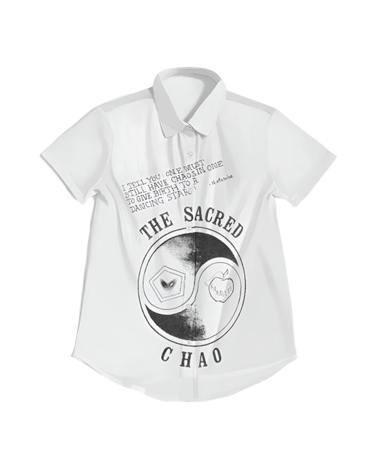 Sacred Chao Crop Short-Sleeve Button-Up